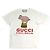 Camiseta de algodón con bordado de cerdo EQUILIBRIUM de Gucci Blanco Multicolor Blanco roto