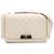 Chanel Blanco Medio Cuero Acolchado Octagonal Cierre CC Crudo