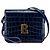 Borsa a spalla in pelle con stampa coccodrillo e logo B di Balenciaga Blu