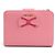 Billetera bi-fold de cuero rosa Prada