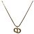 Collana in metallo dorato con logo CD in pietra Christian Dior Auth 140833