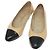 CHANEL Pumps Hohe Absätze Leder Beige CC Auth ti3387