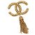 Spilla in metallo Gold CC Auth am8932V di CHANEL COCO Mark Lava Fringe D'oro