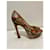 Yves Saint Laurent Pompes Peep Toe Palais en Python Orange Roccia YSL Multicolore  - vue 2