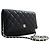 Wallet On Chain CHANEL Cartera de cadena de piel de ternera granulada negra WOC Negro