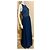 Vera Wang Abito da sera in pizzo e chiffon con schiena scoperta Blu Metallico - vista 4
