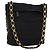 Bolsa de Ombro com Corrente Salvatore Ferragamo em Lona Preta e Dourada Auth gh718 Preto Dourado