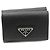Prada Saffiano Triangle Compact Wallet Leather Wallet Black
