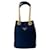 Bolsa de ombro em nylon e couro com placa de logo triangular Prada Azul marinho