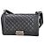 Bolso Boy de piel envejecida acolchada negra con cadena mediana de Chanel Negro