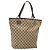 GUCCI GG Canvas Tote Bag Beige Silber 120836 Auth BA5201