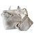 Borsa da spiaggia Chanel in cotone beige con pochette