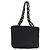 Borsa a spalla con catena CHANEL in cotone nero argento CC Auth 142754