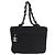Borsa a spalla con catena CHANEL in cotone nero argento CC Auth 142754 - vista 3