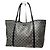 Vintage Gucci Monogram Leder Tote Bag Schwarz Grau