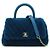 Borsa a spalla Chanel V-Stitch Coco Handle (XS) con catena Blu