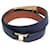 Bracciale in pelle e metallo Rivale Double Tour di Hermès D'oro Blu navy  - vista 3