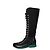 Sneakers alte Chanel in pelle e tweed nero verde metallizzato - vista 2