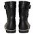 Botas de tornozelo planas Chanel em couro acolchoado preto branco - vista 5
