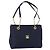 MCM Vicetos Logogram Tote Bag aus Canvas Navy Gold Auth BA5744 Golden Marineblau