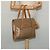 Céline Bolsa de mão em lona Macadam CELINE PVC Bege Ouro Auth 141071 Dourado - vista 24