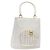 Borsa a mano Gancini in rattan bianco e oro Auth 141821 di Salvatore Ferragamo