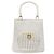 Borsa a mano Gancini in rattan bianco e oro Auth 141821 di Salvatore Ferragamo - vista 13