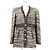 Chanel Wool Blend Tweed Collarless Jacket Black Golden