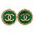Orecchini rotondi Vintage Chanel Coco Mark D'oro Verde