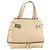 Borsa a mano Gancini in pelle beige e argento di Salvatore Ferragamo Auth hk2982