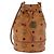 Borsa a Spalla MCM Logogram Vicetos in Pelle PVC Marrone Oro Auth BA6085 D'oro