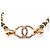 NUOVO COLLIER CHOKER CHANEL LOGO CC CON STRASS E PERLE NERE IN LEGNO D'oro - vista 3
