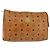 MCM Logogram Vicetos Bolso Clutch de Cuero PVC Marrón Dorado Auth am9102