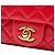 Chanel Rote Mini Quadrat Klassisch aus Lammleder Perlenzerknitterte Einzelflap - Ansicht 6