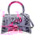 Balenciaga Hourglass Graffiti Leather 2way Bag Black Pink  ref.2544878
