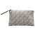 Fendi Gray Large Woven Fabric and Calfskin FF Flat Pouch Brown