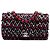 Chanel Nero Medio Classico Tweed Doppio Flap con Paillettes