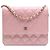 Wallet On Chain Chanel Carteira com corrente CC Square Quilted Iridescent Caviar Rosa