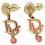 Orecchini in cristallo rosa rosso con logo dorato Christian Dior D'oro - vista 2