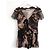 Blusa con estampado Temple, joyas y ribete de piel Prada Otoño 2004 Castaño