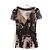 Blusa con estampado Temple, joyas y ribete de piel Prada Otoño 2004 Castaño - vista 4