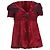 Blusa de seda burdeos con lunares y rayas en V de Marc Jacobs Roja
