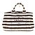 Prada Canapa Logo Border Tote Bag Braun Weiß
