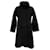 Max Mara Studio Shear-Accent Hidden-Buttoned Coat in Black Wool