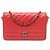 Wallet On Chain Cartera diagonal de piel de cabra acolchada roja de Chanel con cadena