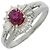 Autre Marque Anello in Platino Pt900 con Rubino da 0,48ct e Diamante da 0,22ct Argento