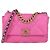 Bolso de mano Chanel de cuero acolchado rosa Medium 19 con tapa y asa superior