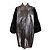 Cappotto con zip in pelle e pelliccia nera metallizzata/embossed coccodrillo di Versace Nero Metallico