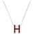 Hermès NEUF COLLIER PENDENTIF HERMES POP H LAQUE ROUGE PALLADIE + CHAINE EN ARGENT  - vue 1