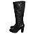 Prada Glitzer Lederstiefel Schwarz mit Metall-Logo